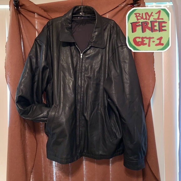 Men's G. H. BASS BRAND Black Leather Jacket size XXL - Picture 1 of 7